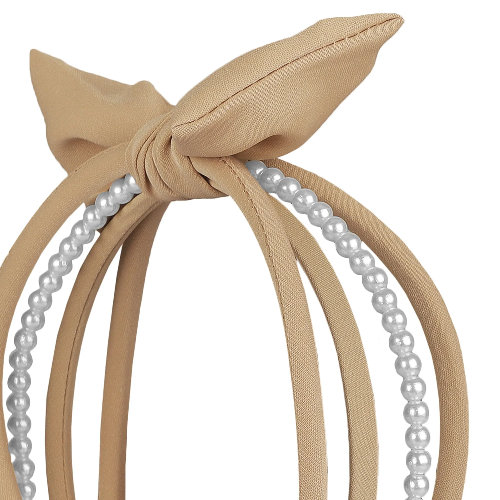 Poppy-Skin Plastic Pearl Ribbon Hairband