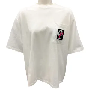 Prada White 2018 Logo Patch Short Sleeved Cotton T-Shirt