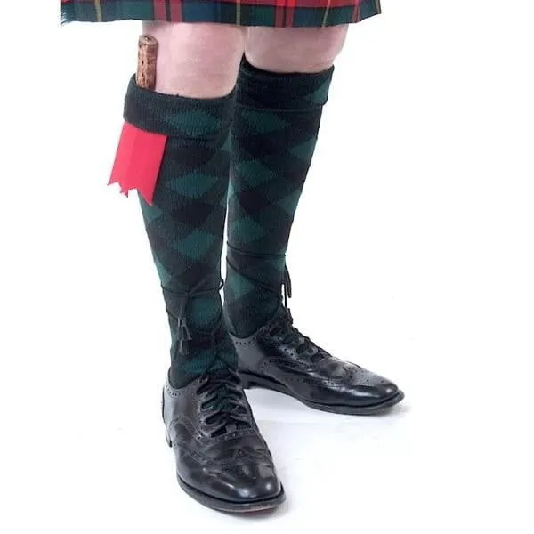 Premium Merino Wool Full Evening Diced Kilt Hose - Navy and Claret