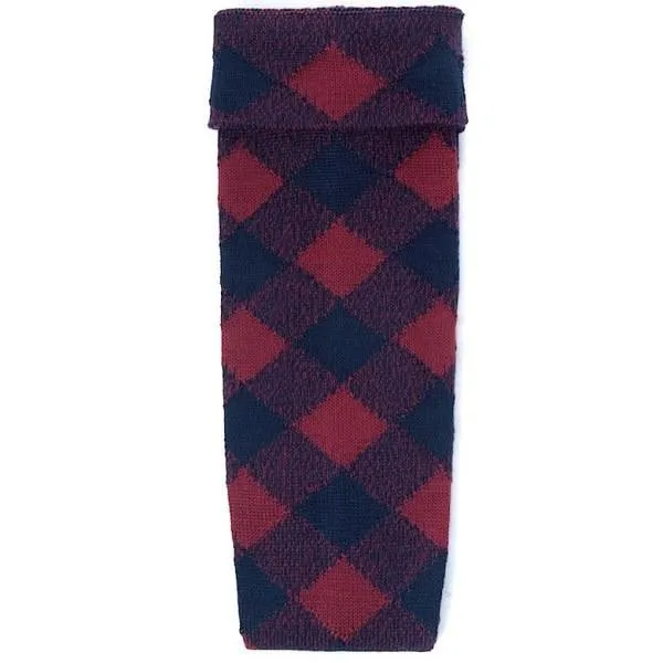 Premium Merino Wool Full Evening Diced Kilt Hose - Navy and Claret