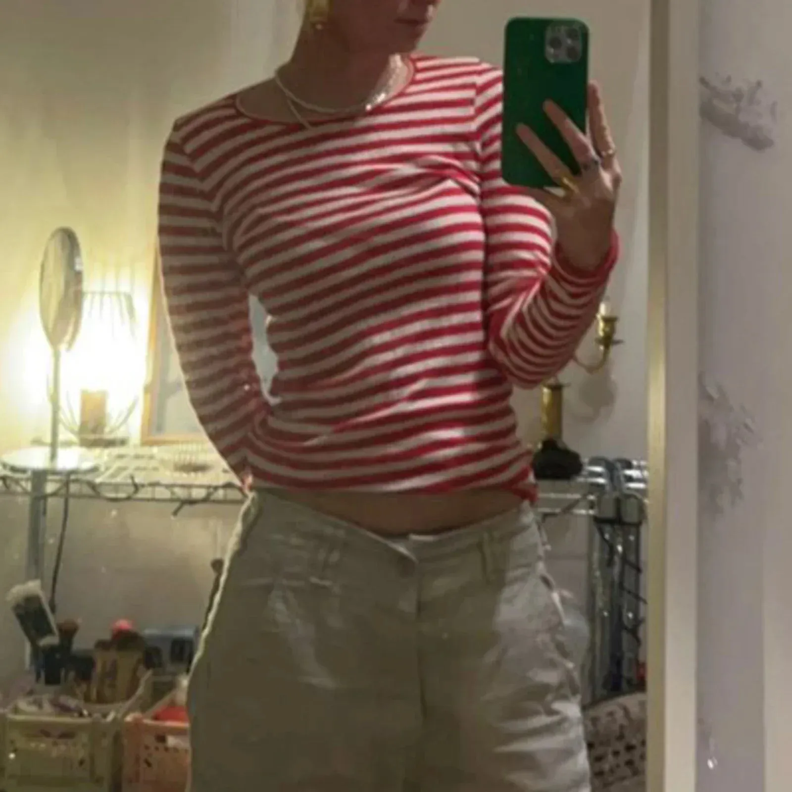 Preppy Y2K Striped Rib Knitted Crop Long Sleeve Knit Top