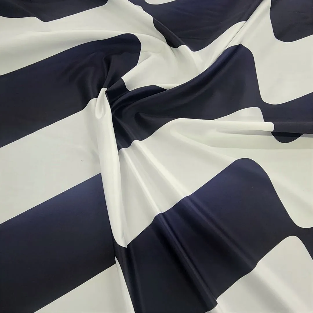 Printed Satin Fabric Navy 150cm