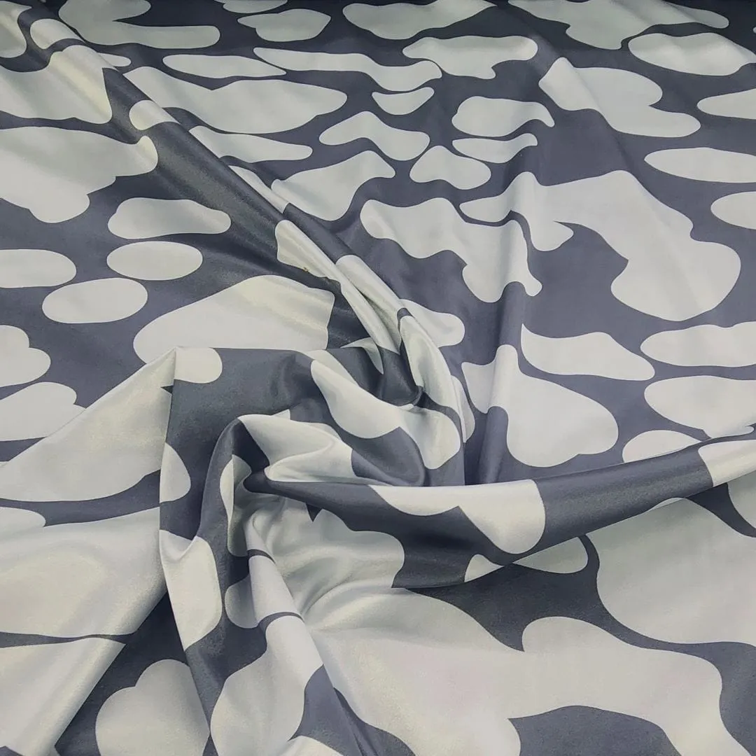 Printed Stretch Satin Grey 150cm