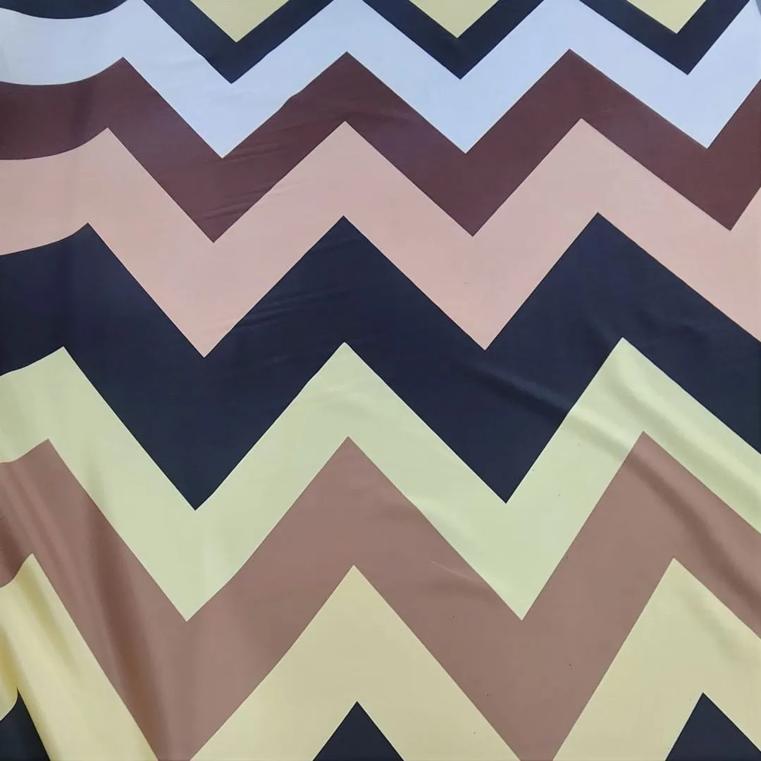 Printed Wave Satin Fabric Peach/Cream150cm