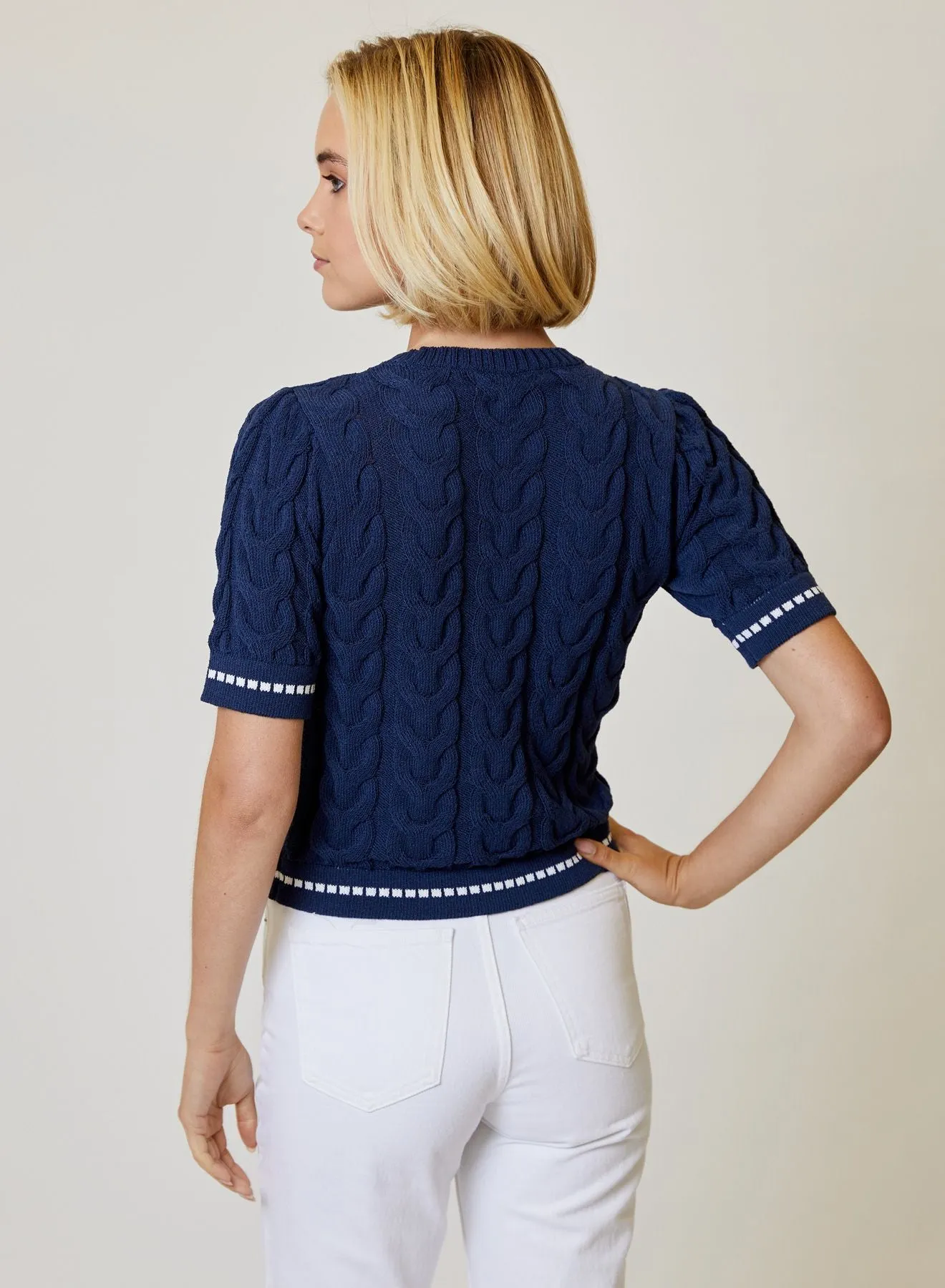 Puff Sleeve Sweater - Navy Lagoon