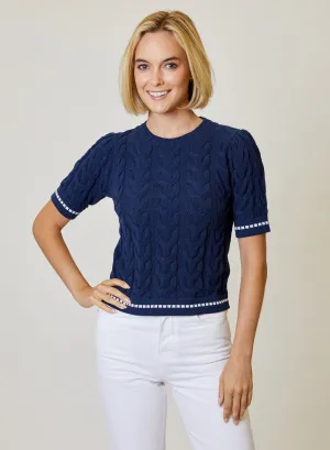 Puff Sleeve Sweater - Navy Lagoon
