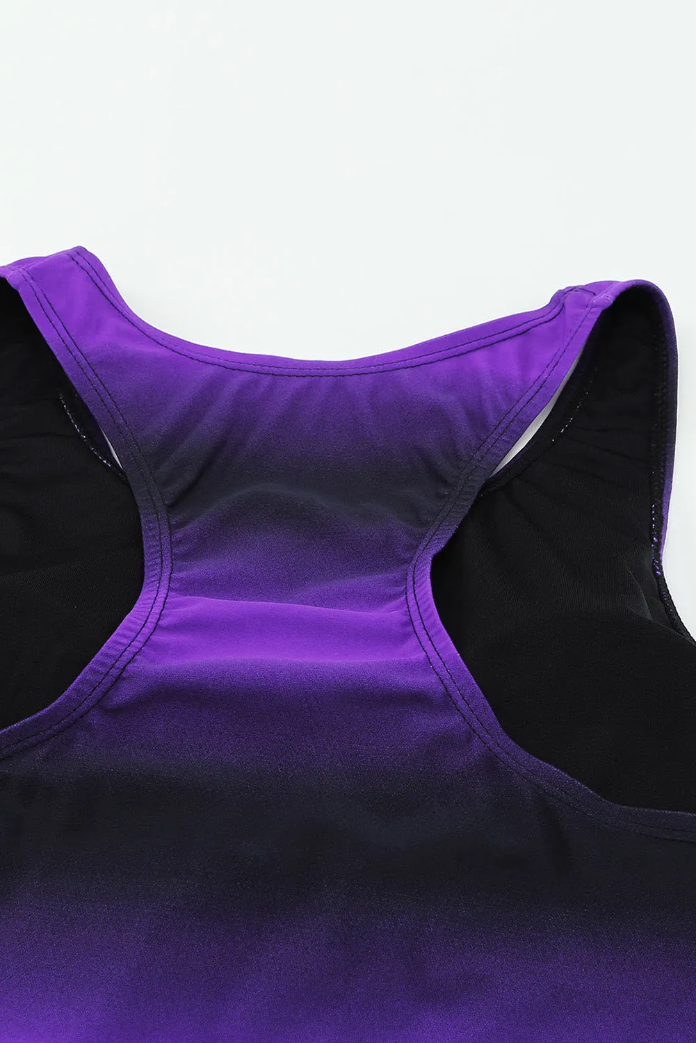 Purple Black Ombre Print Racerback Tankini Swimsuit