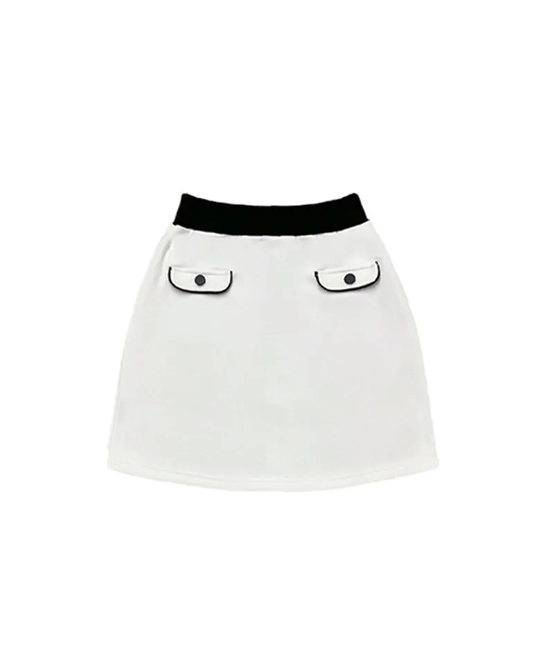 Q.C PLAY: Spandex Ribbed Pocket Banding Skirt - Ivory