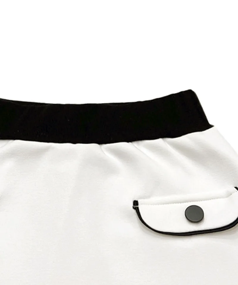 Q.C PLAY: Spandex Ribbed Pocket Banding Skirt - Ivory