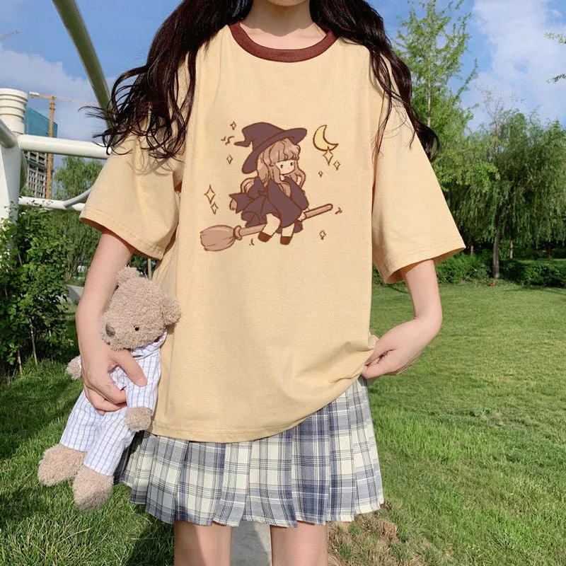 "CUTE CARTOON MAGICAL GIRL PRINT" T-SHIRT N041302