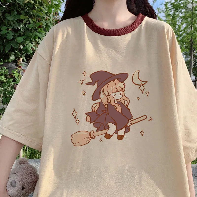 "CUTE CARTOON MAGICAL GIRL PRINT" T-SHIRT N041302