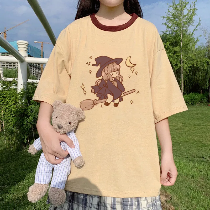 "CUTE CARTOON MAGICAL GIRL PRINT" T-SHIRT N041302