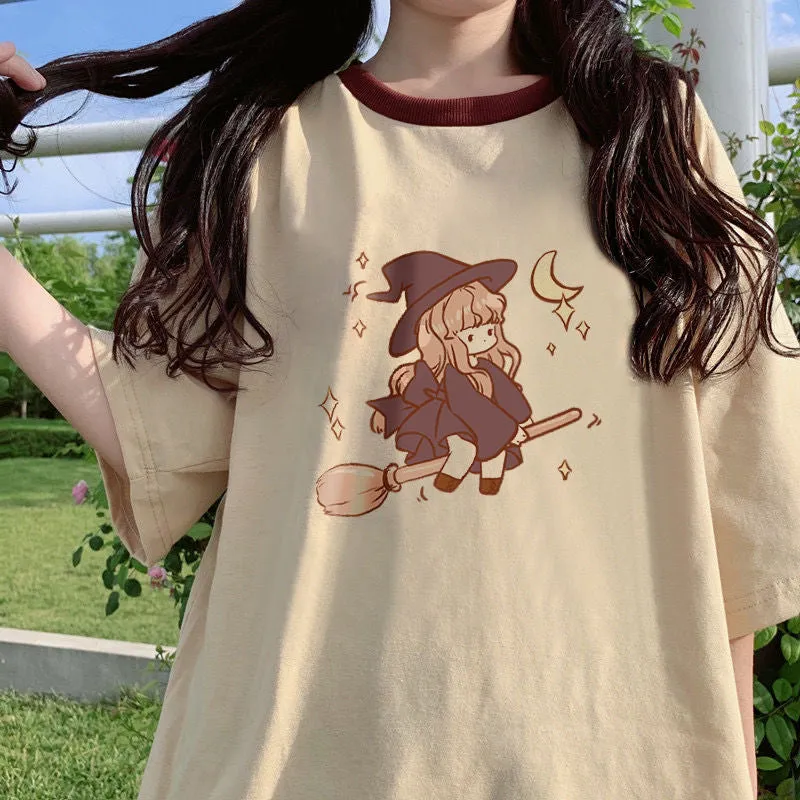 "CUTE CARTOON MAGICAL GIRL PRINT" T-SHIRT N041302