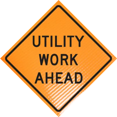 "UTILITY WORK AHEAD" Non-Reflective, Vinyl Roll-Up Sign, 48 x 48