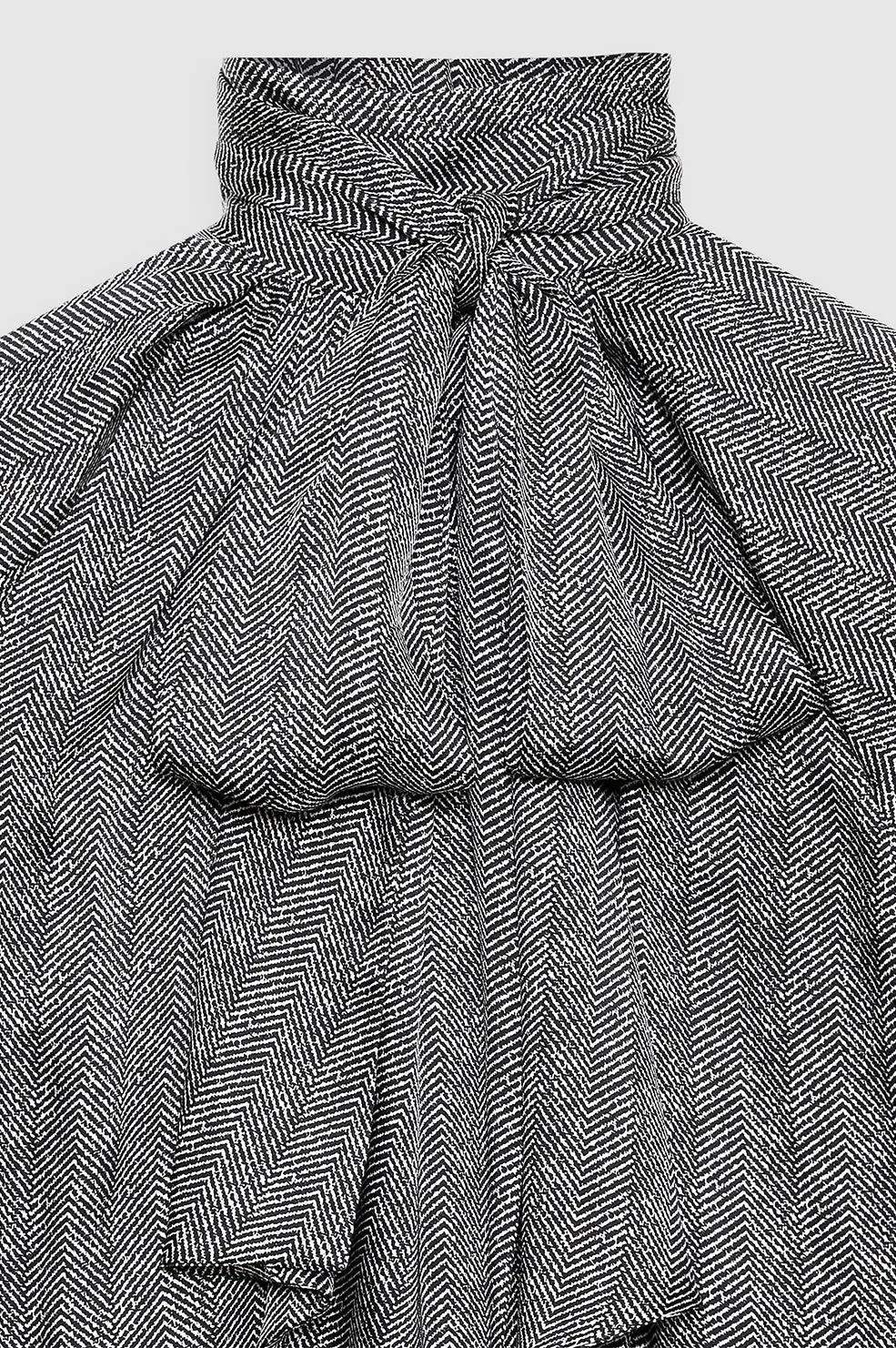 Rachel Top - Black And White Herringbone