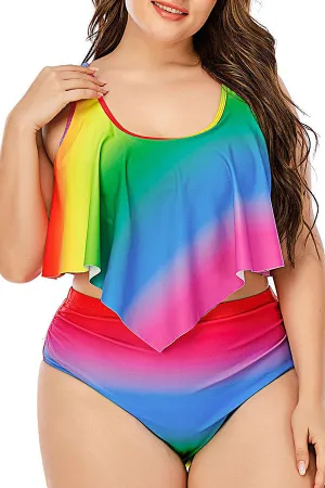 Rainbow Printed Tankinis Swimwear