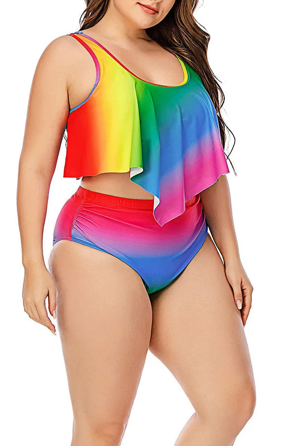 Rainbow Printed Tankinis Swimwear