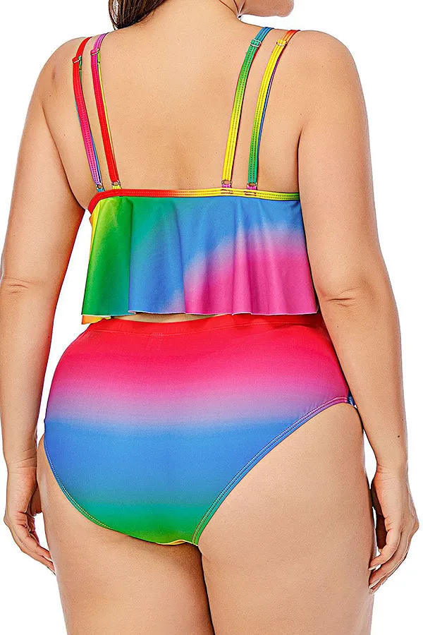 Rainbow Printed Tankinis Swimwear