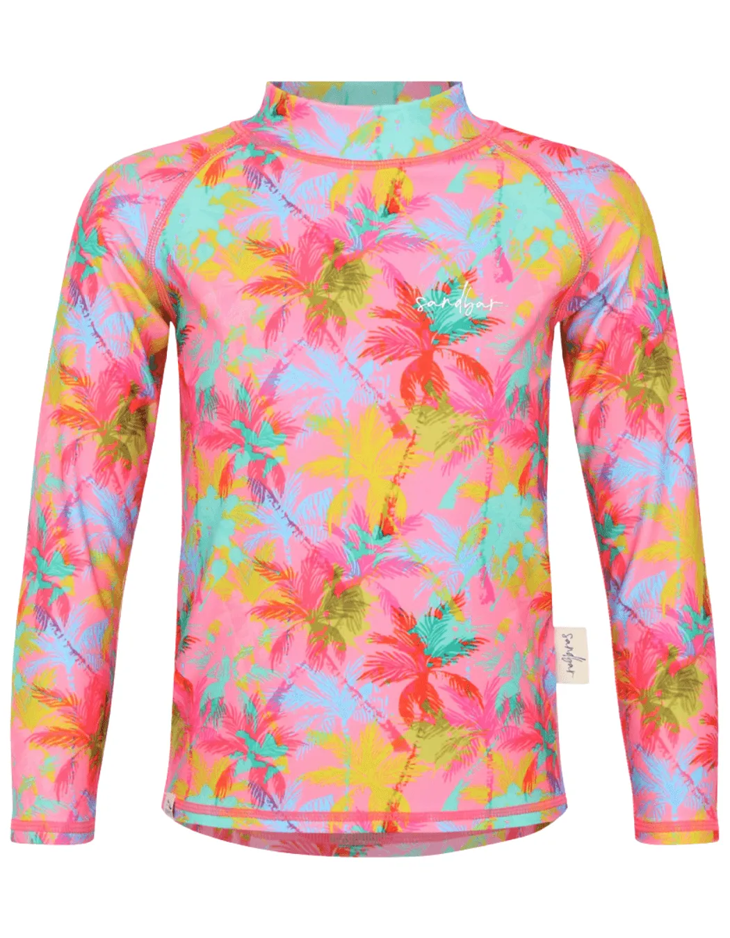 Rash Guard Bikini Set Pink Palm