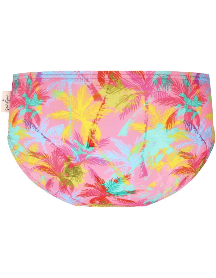 Rash Guard Bikini Set Pink Palm