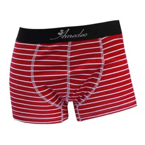Red & White Striped Mens Boxer Briefs - Cotton Underwear Trunk for Men