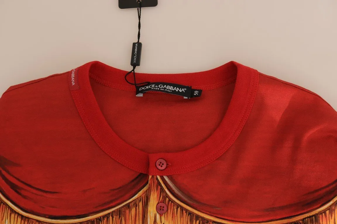 Red Cotton Henley T-Shirt