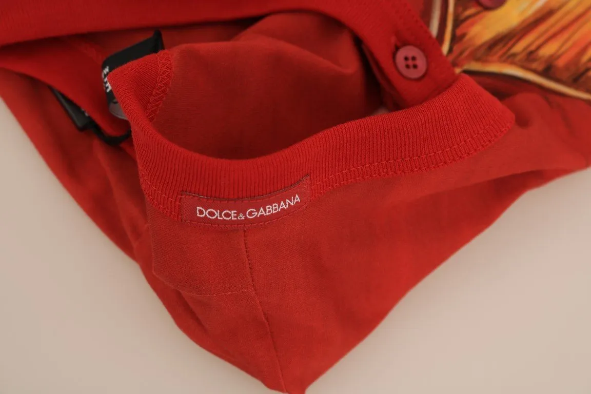 Red Cotton Henley T-Shirt