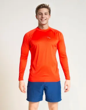 Red Long Sleeved Mens Rash Guard