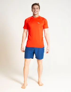 Red Short Sleeved Mens Rash Guard
