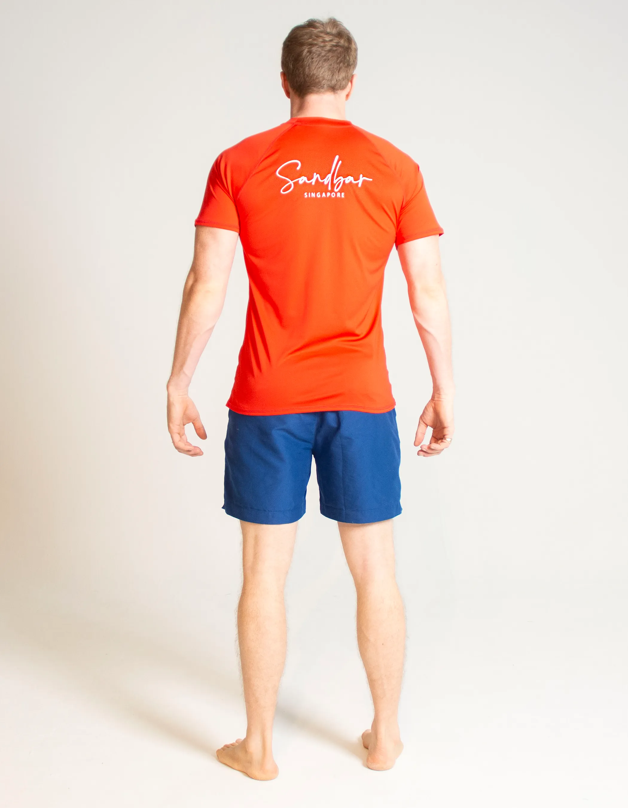 Red Short Sleeved Mens Rash Guard