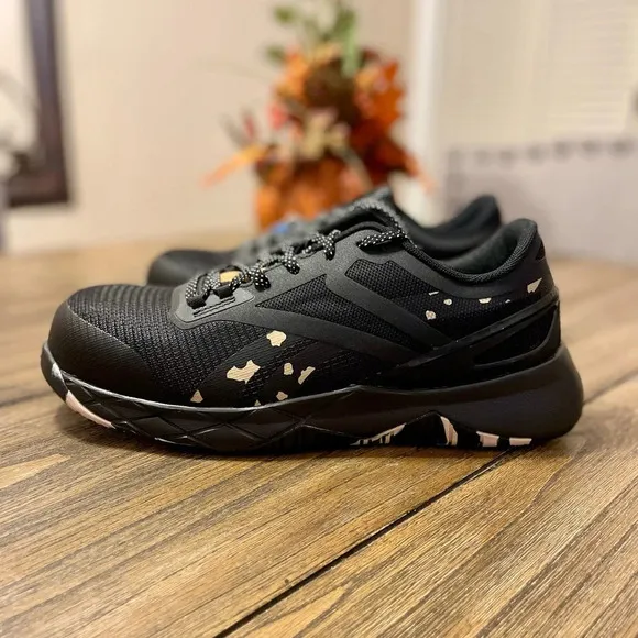 Reebok Women’s Nanoflex TR Athletic Work RB 366 Black Camo Size 9.5 W Comp Toe