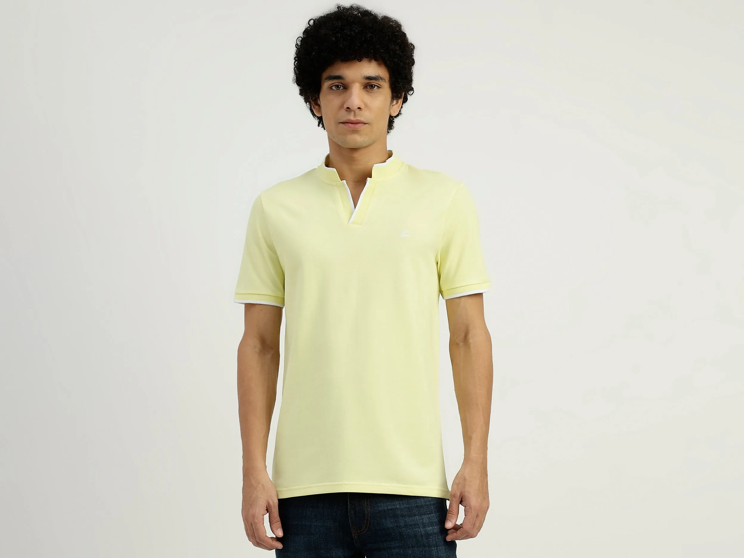Regular Fit Henley Neck Solid T-Shirt