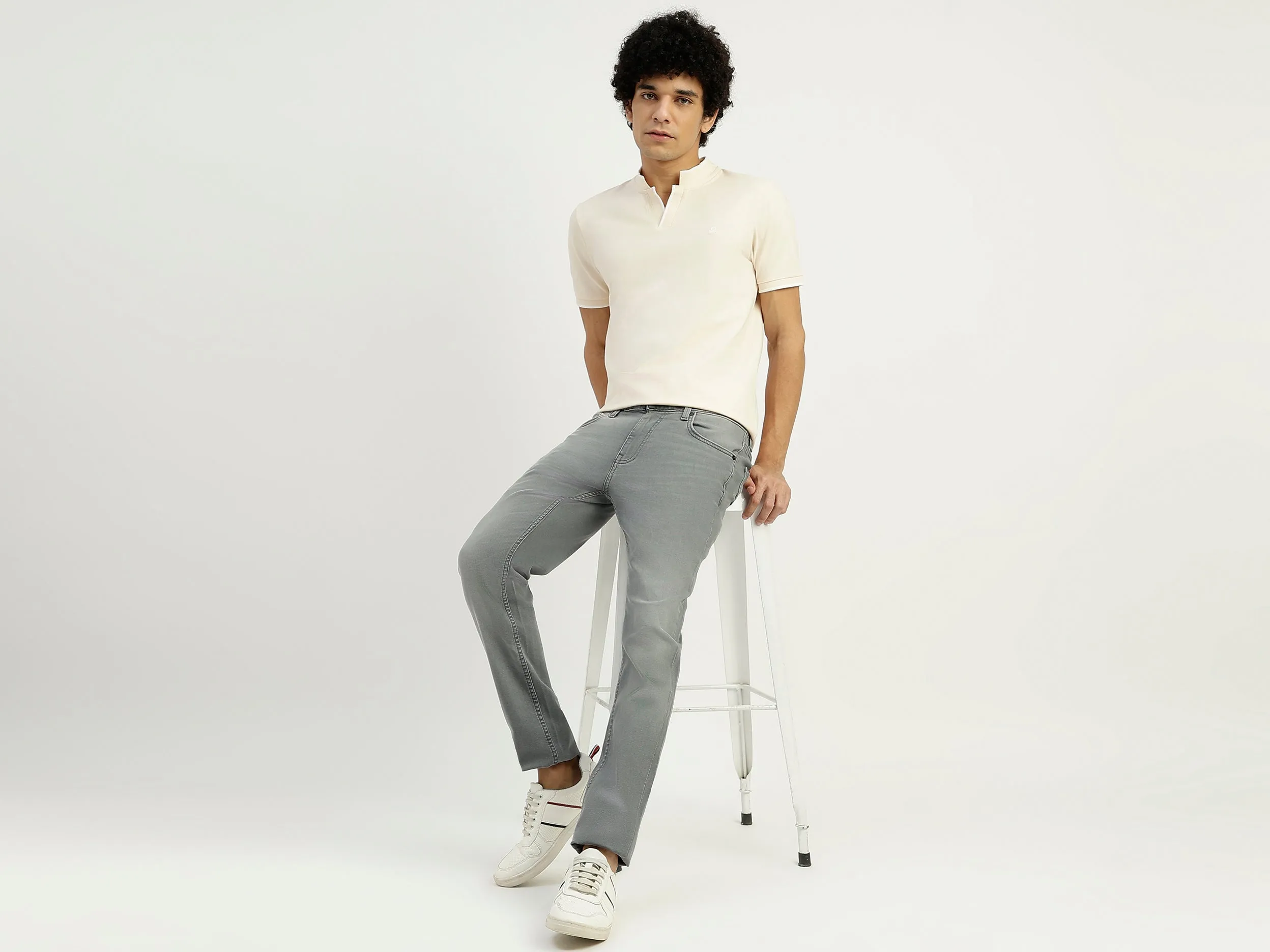 Regular Fit Henley Neck Solid T-Shirt