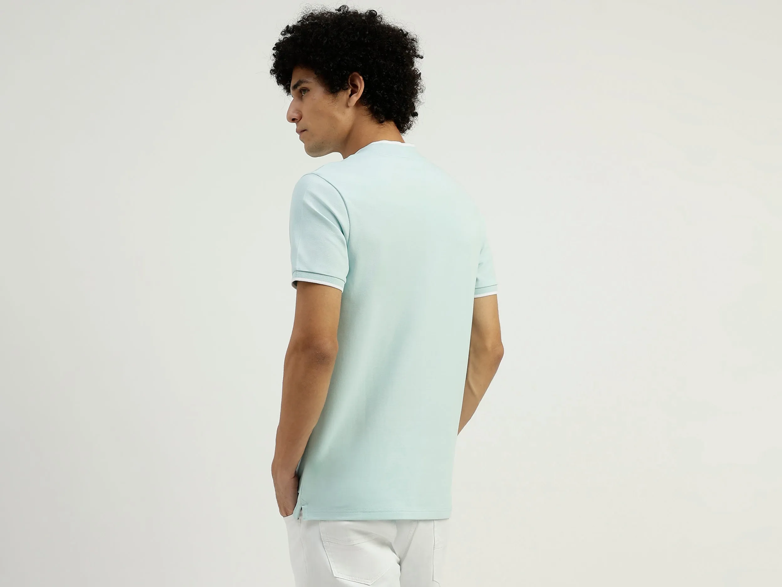 Regular Fit Henley Neck Solid T-Shirt