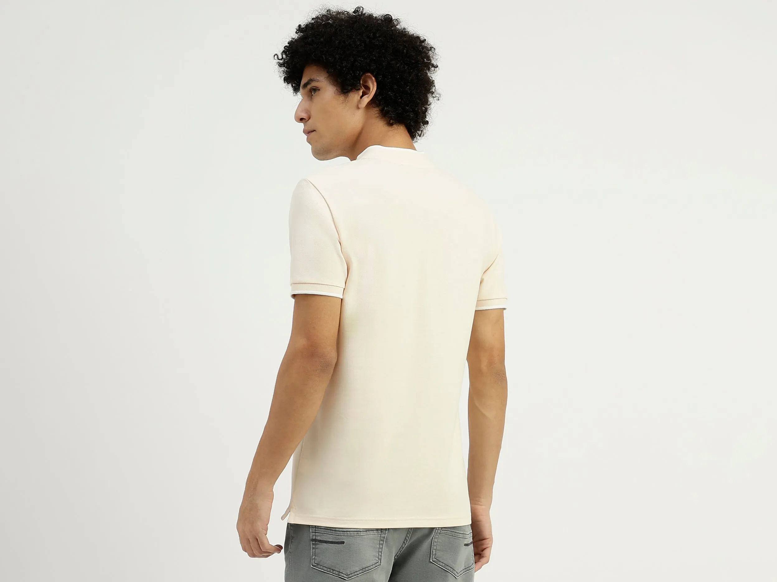 Regular Fit Henley Neck Solid T-Shirt