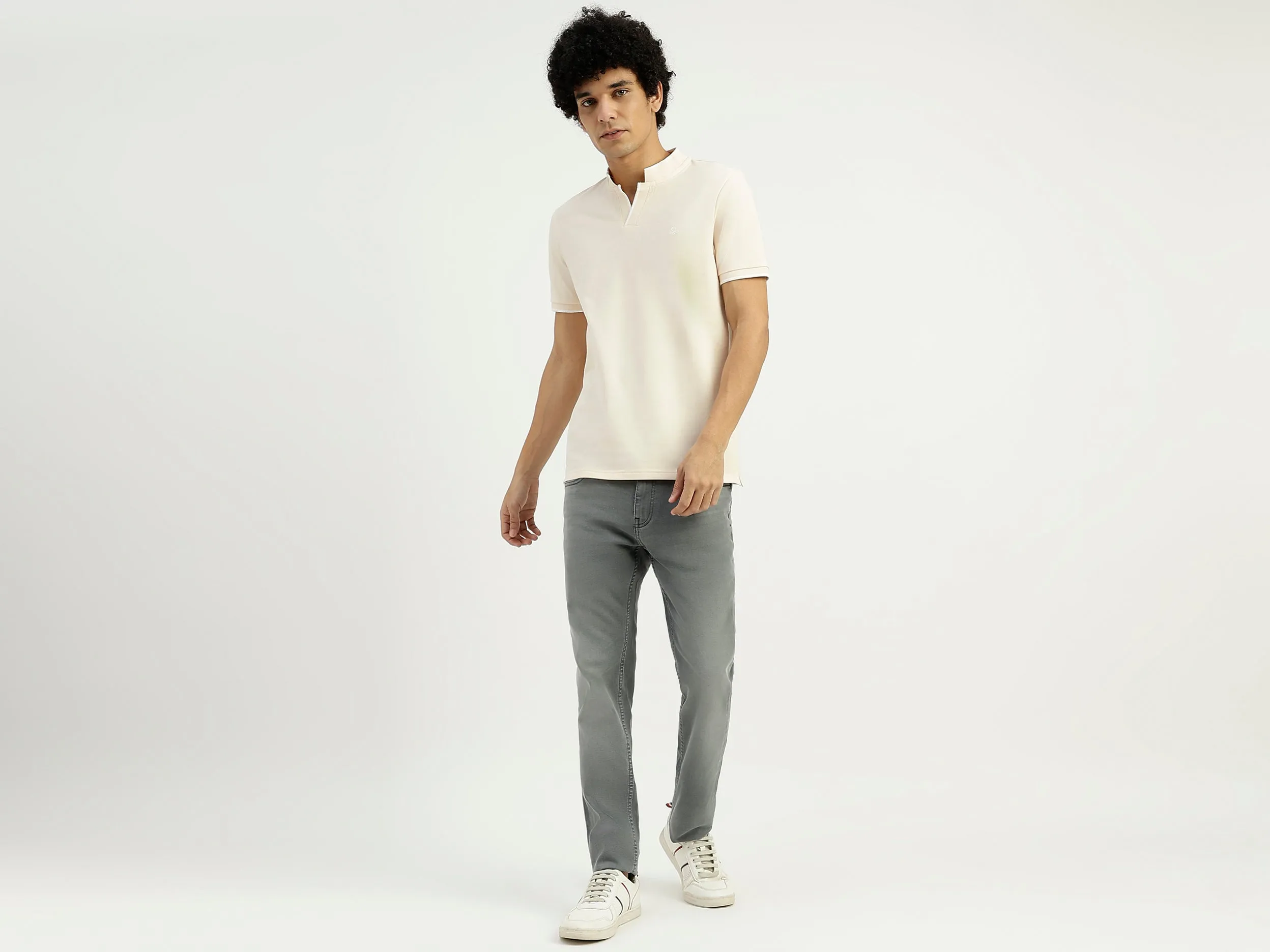 Regular Fit Henley Neck Solid T-Shirt
