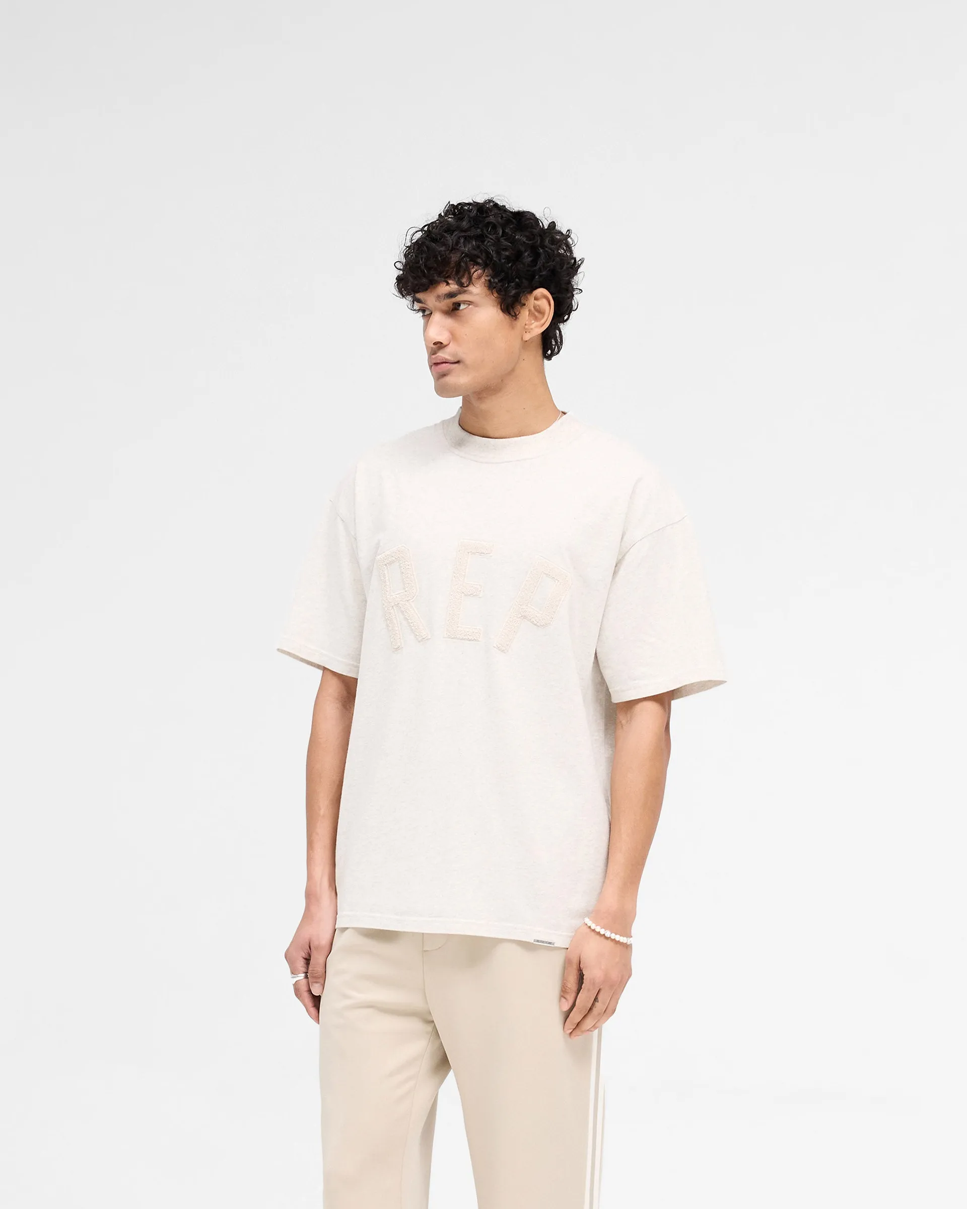 Rep Applique T-Shirt - Cream Marl