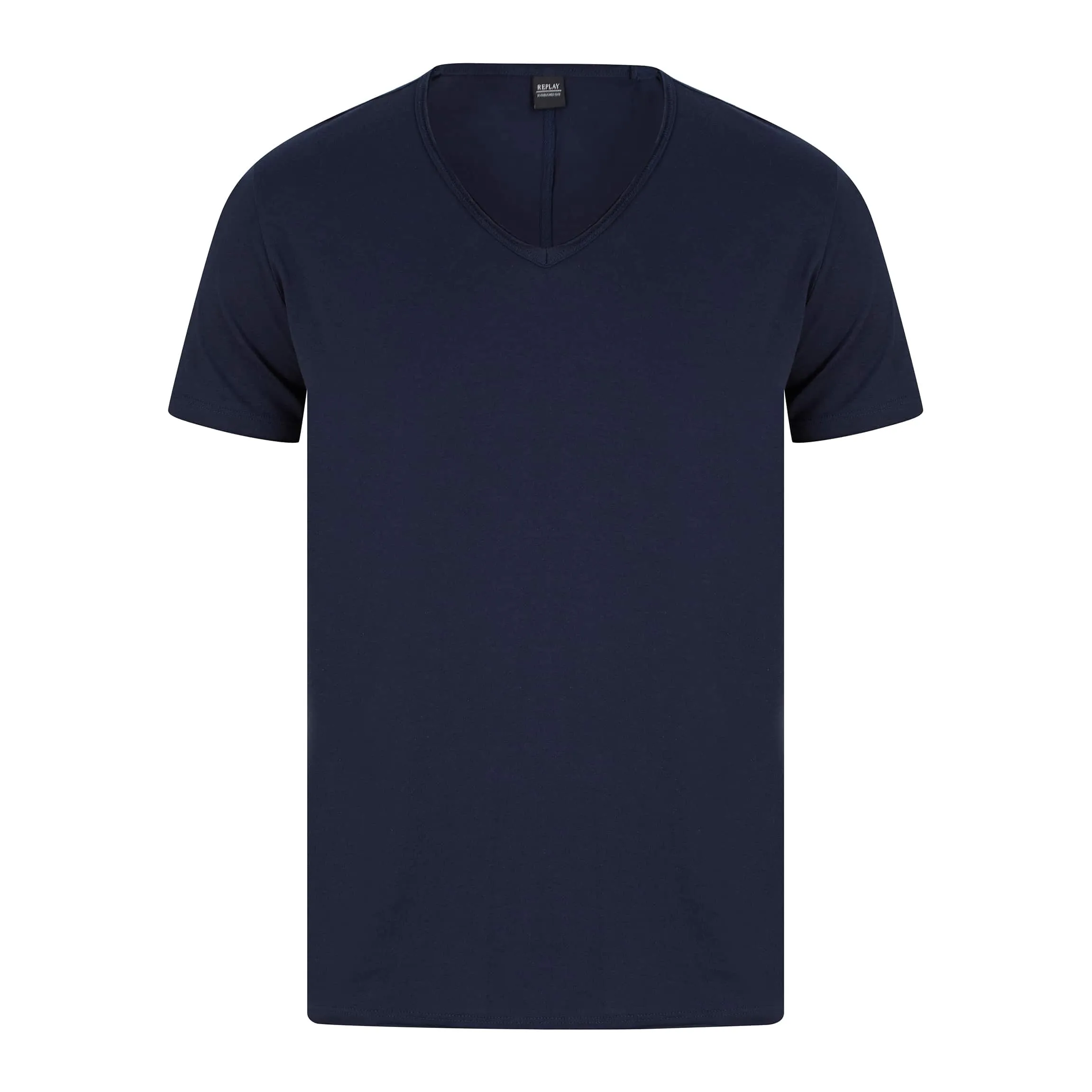 REPLAY RAW CUT V-NECK COTTON T-SHIRT