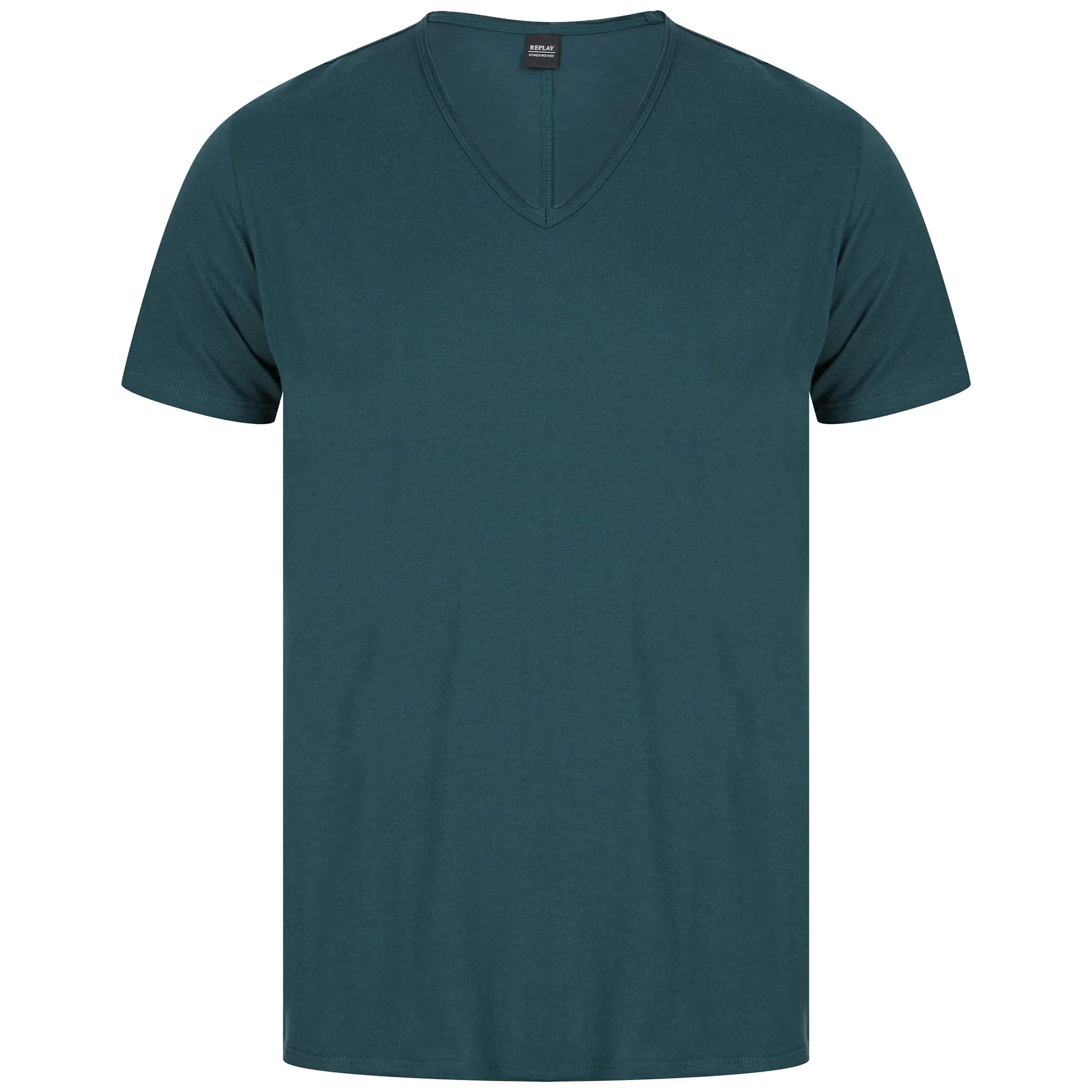 REPLAY RAW CUT V-NECK COTTON T-SHIRT