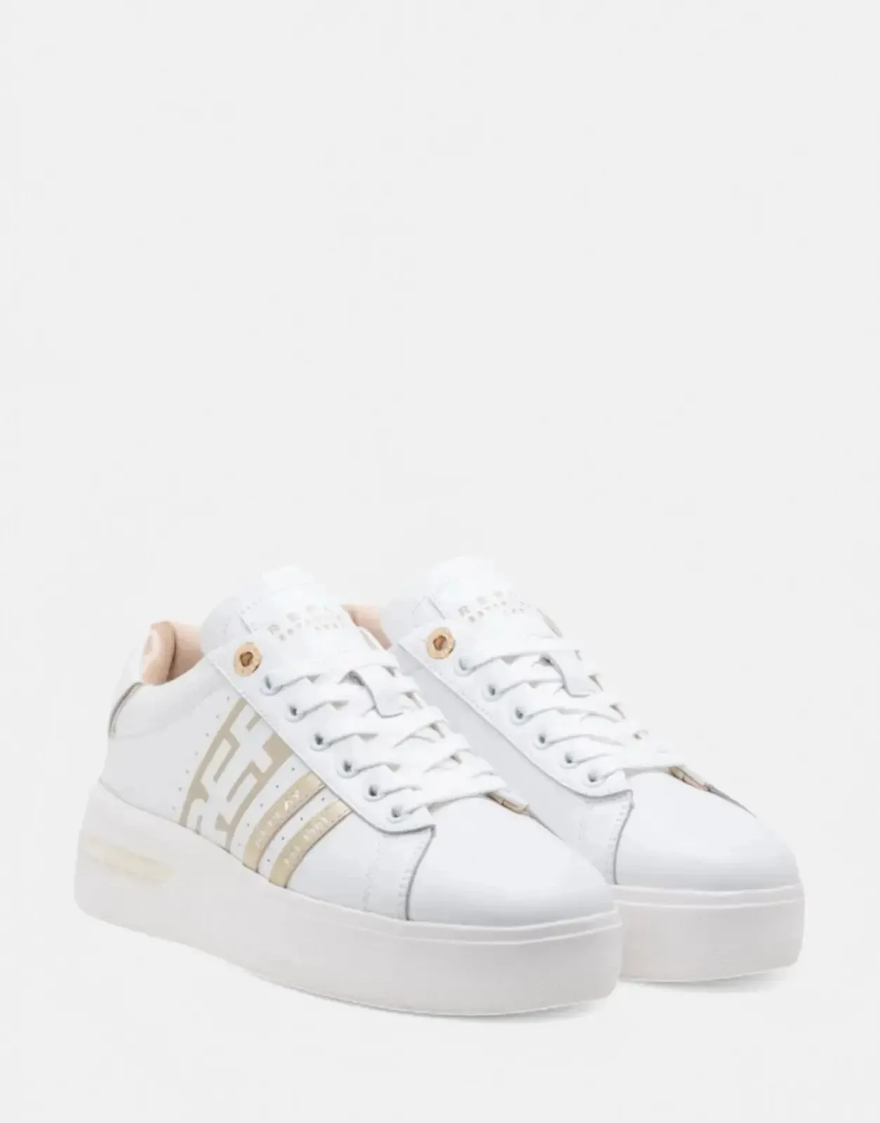 Replay University Gold Stripes White Sneakers