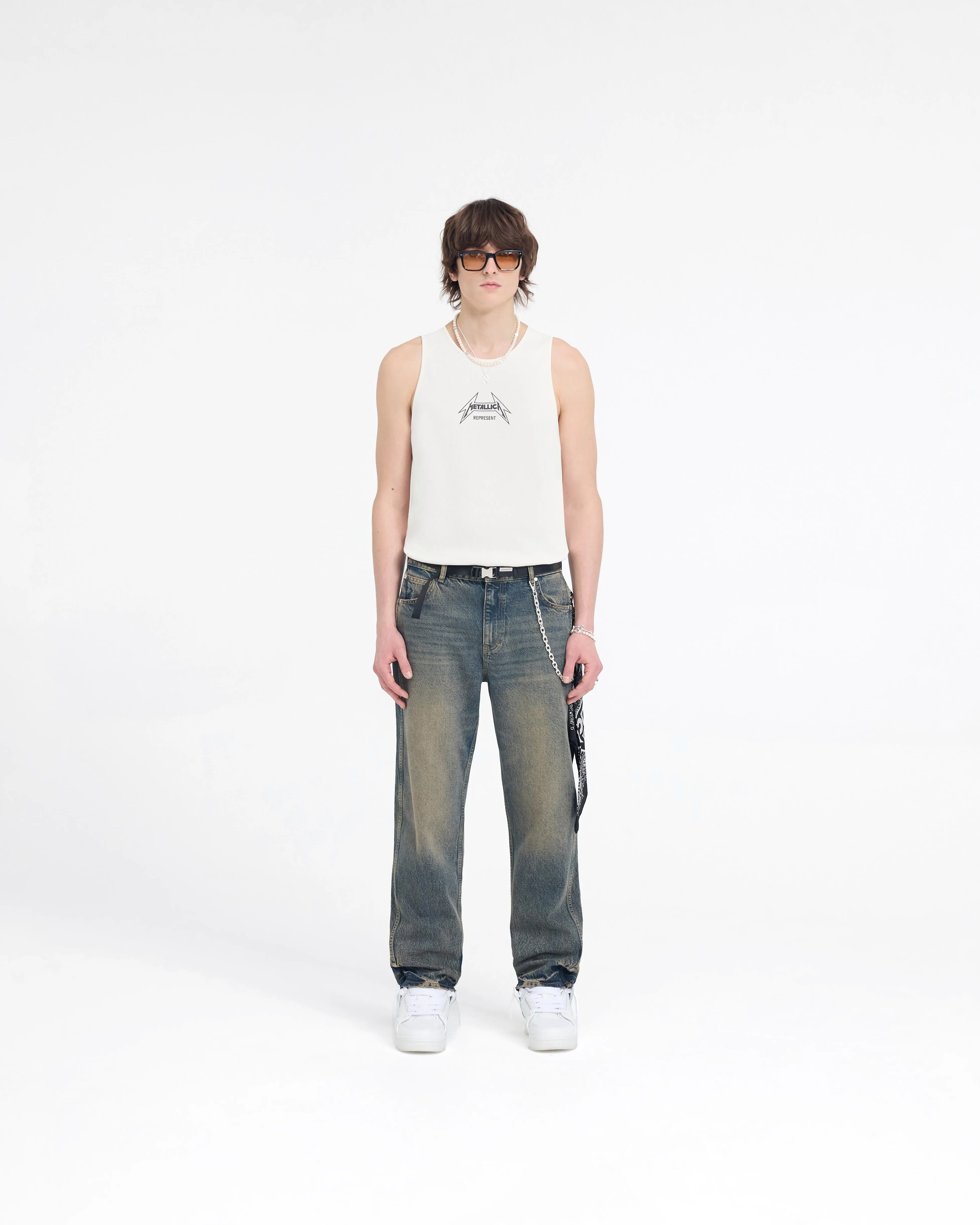Represent X Metallica Local Crew Vest - Flat White