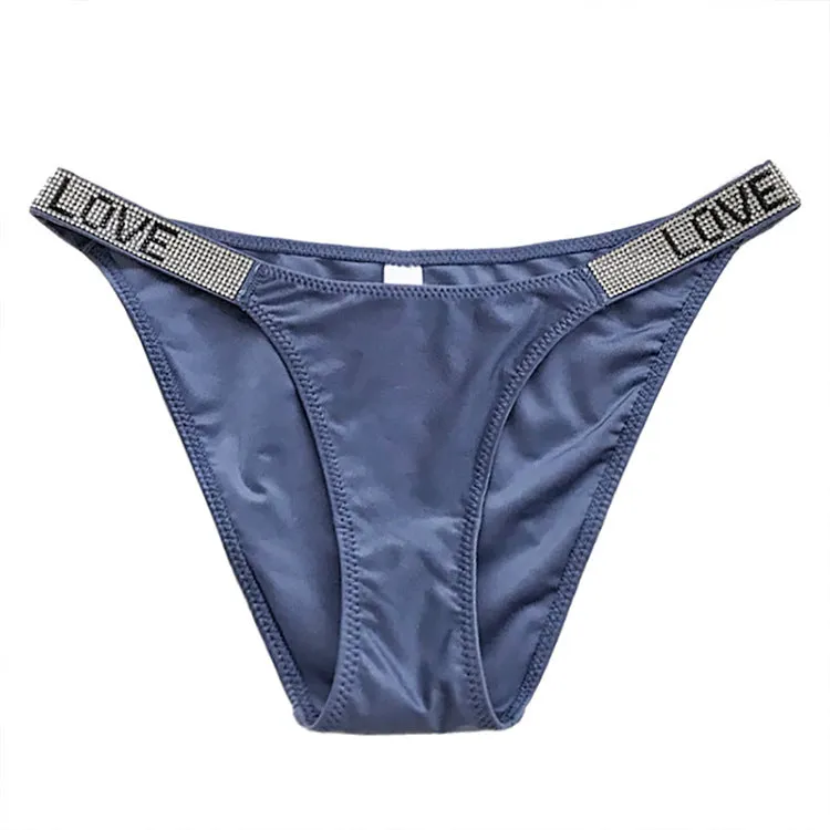 Rhinestone European And American Fitness Sports Hip Lifting Briefs Low Waist Comfort Fashion Hip Underwear For Women
