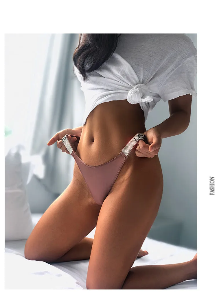 Rhinestone European And American Fitness Sports Hip Lifting Briefs Low Waist Comfort Fashion Hip Underwear For Women