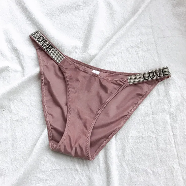 Rhinestone European And American Fitness Sports Hip Lifting Briefs Low Waist Comfort Fashion Hip Underwear For Women