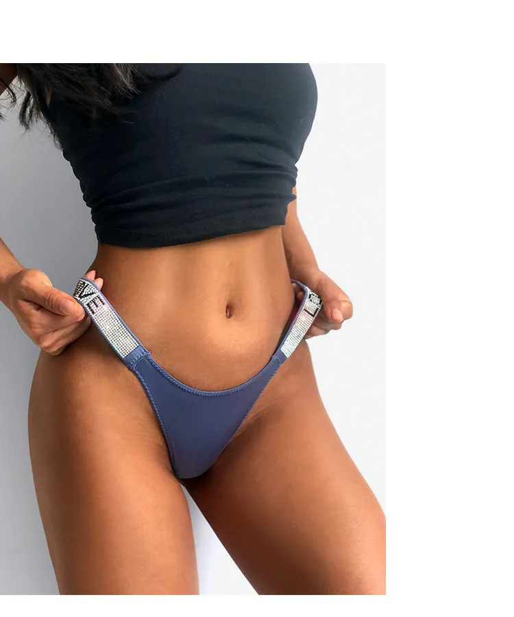 Rhinestone European And American Fitness Sports Hip Lifting Briefs Low Waist Comfort Fashion Hip Underwear For Women