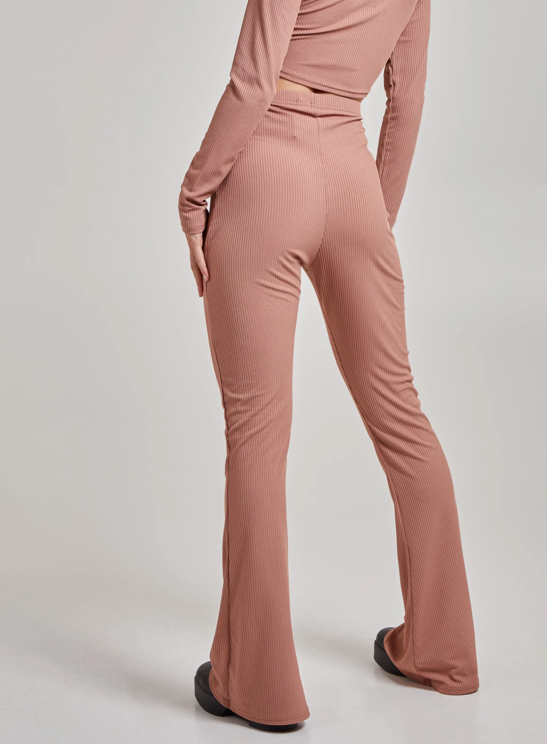 Ribbed Flare Trousers
