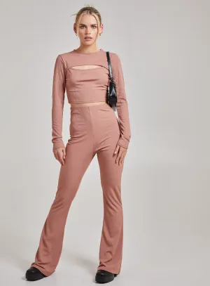 Ribbed Flare Trousers