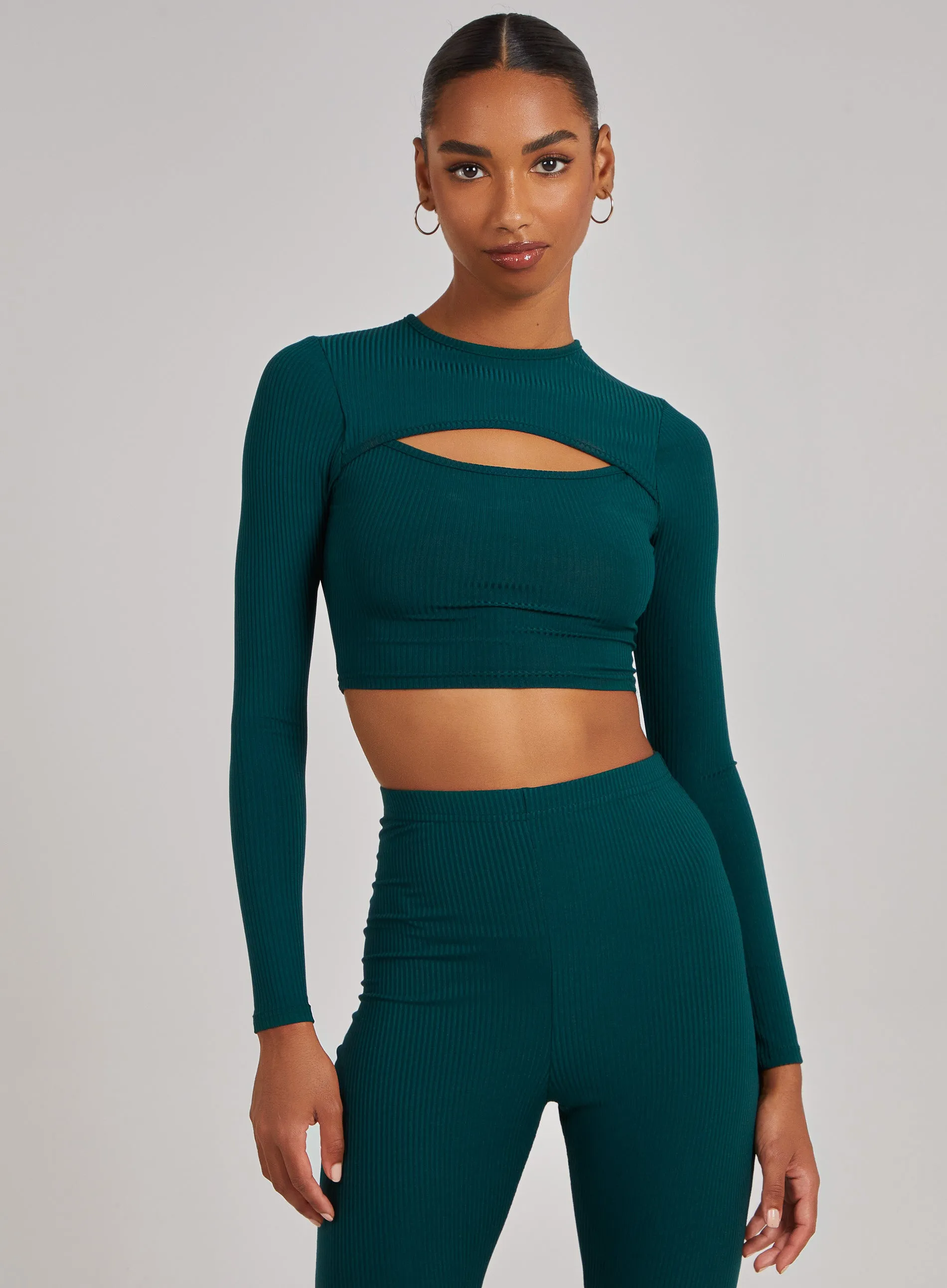 Ribbed Long Sleeve Letterbox Top