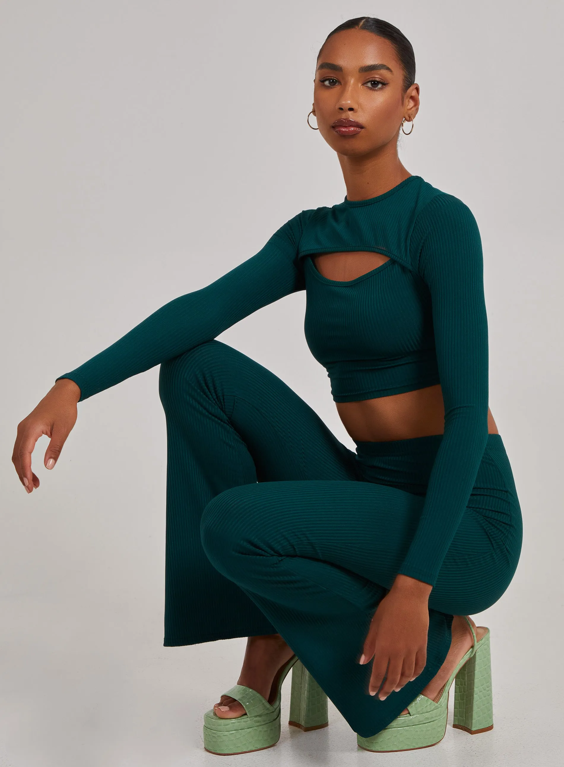 Ribbed Long Sleeve Letterbox Top
