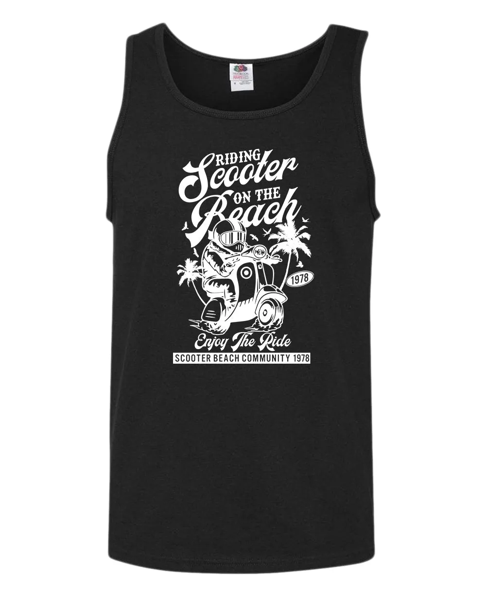 Riding scooter on the beach, enjoy the ride tank top